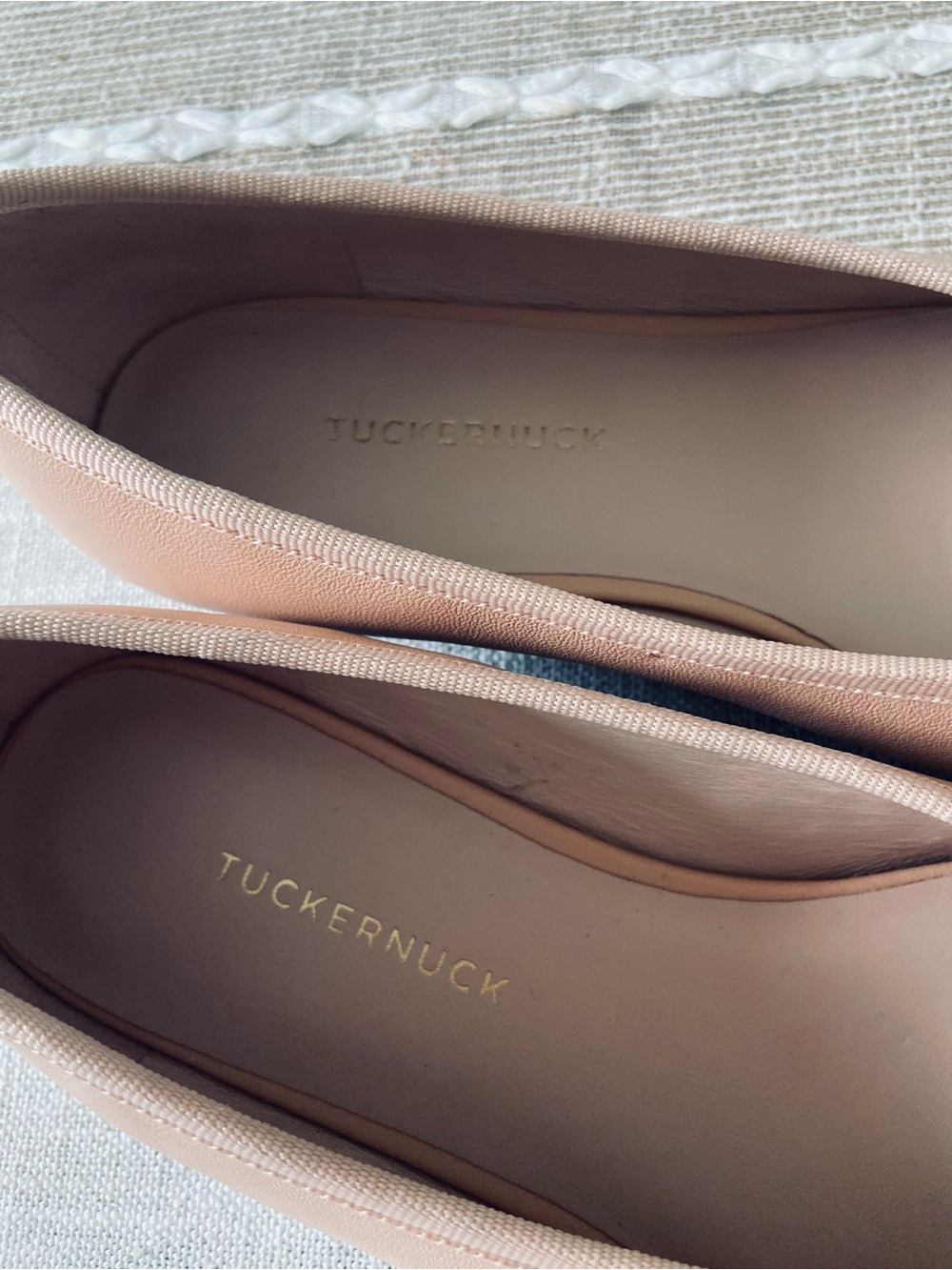 Tuckernuck Ballet Pink Leather Nina Flats Nude Size 7 - Picture 3 of 10